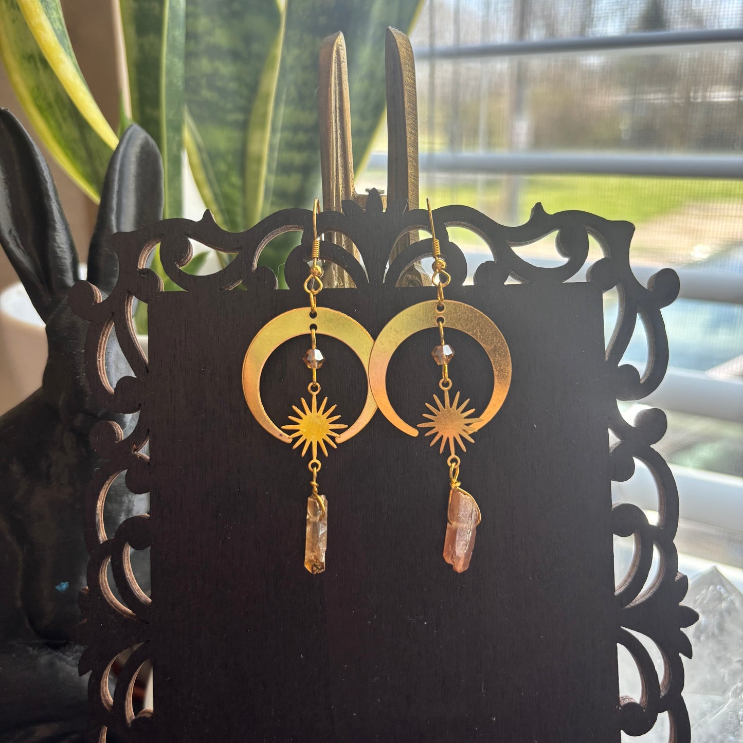 Celestial & Champagne Aura Quartz Earrings