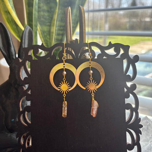 Celestial & Champagne Aura Quartz Earrings